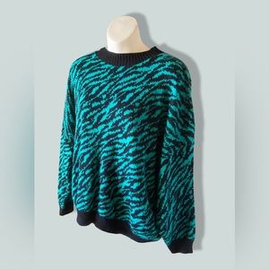 Vintage 80-90’s Turtle Bay tiger stripe green knit sweater